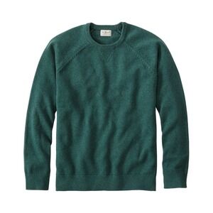 LL Bean Men's Green Crewneck Wicked Soft Cotton Cashmere Sweater Size LT L Tall